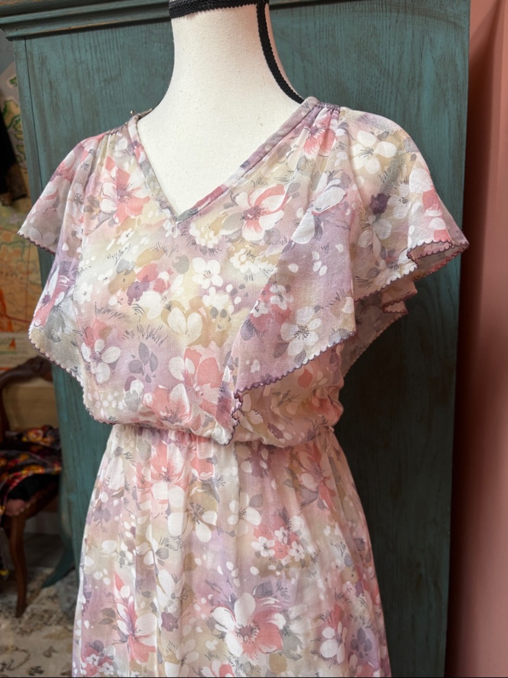 Vintage Sheer Floral Dress | Prairie Style Sz Sm-Med - Picture 11 of 11